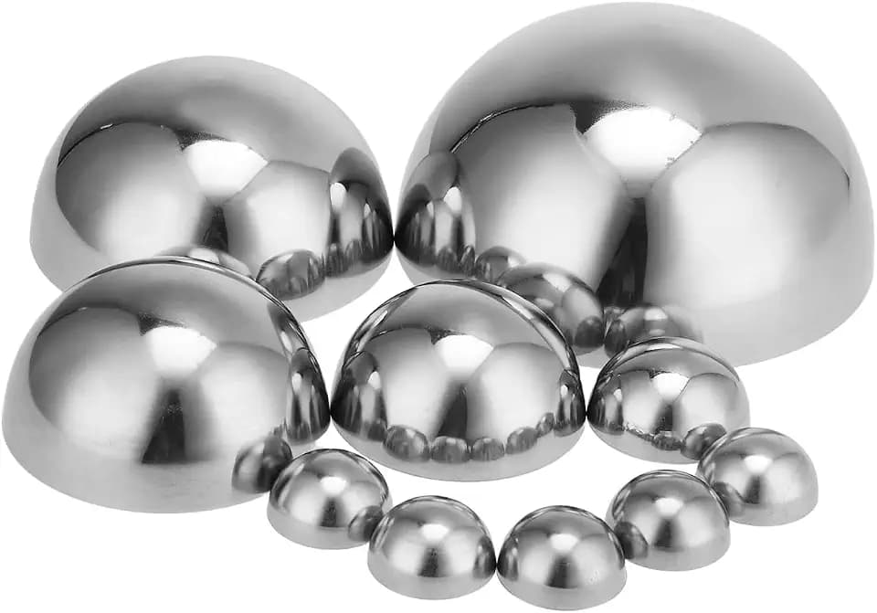 YARNOW Half Gazing Balls, 10 Pcs, Stainless Steel, Silver, 6 Sizes