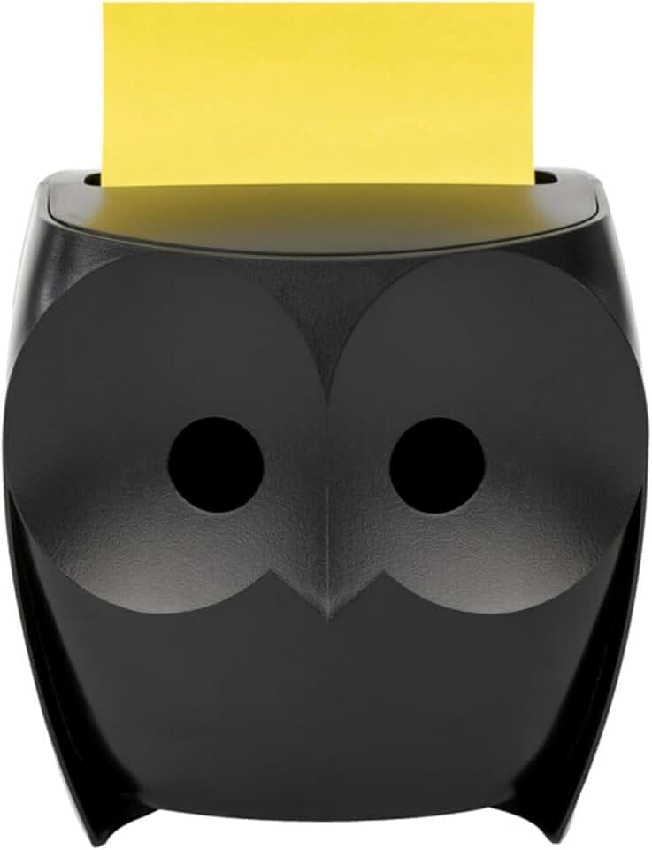 Post-it Note Dispenser, Black Owl Design, 1 Dispenser, 1 Pad, 45 Sheets