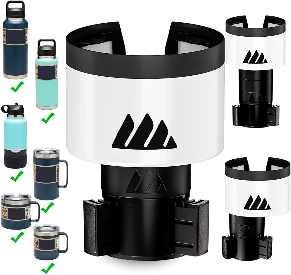 Integral Ultimate Car Cup Holder Expander with Adjustable Base - White