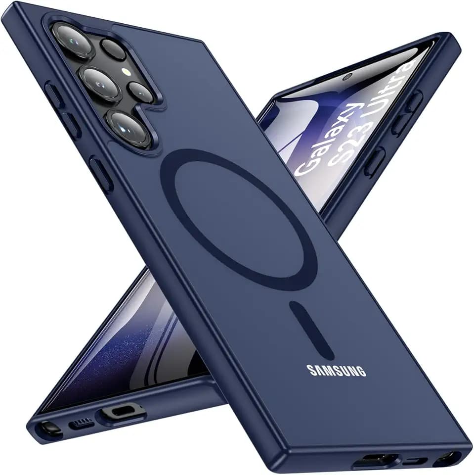 OWKEY for S23 Ultra Case 6.8'', Magnetic Samsung Galaxy S23 Ultra Case for Magsafe, [Shockproof Military] Translucent Back Slim Bumper Cover Phone Case Galaxy S23 Ultra Case, Blue