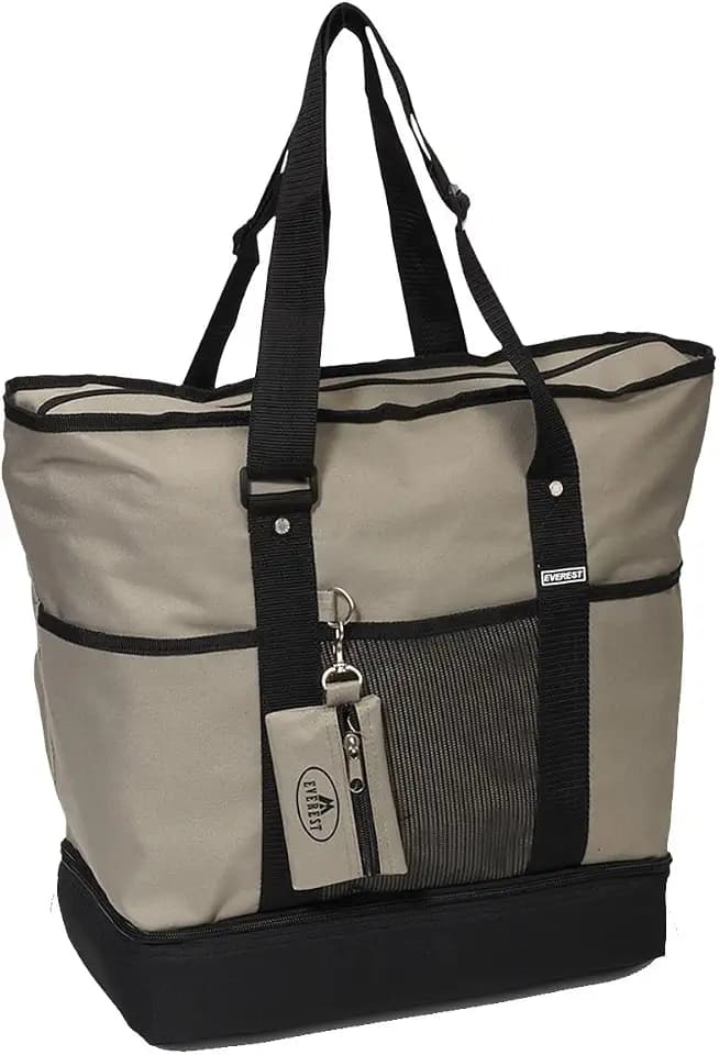Everest Luggage Deluxe Shopping Tote, Khaki/Black, Khaki/Black, One Size,1002DLX-KH/BK
