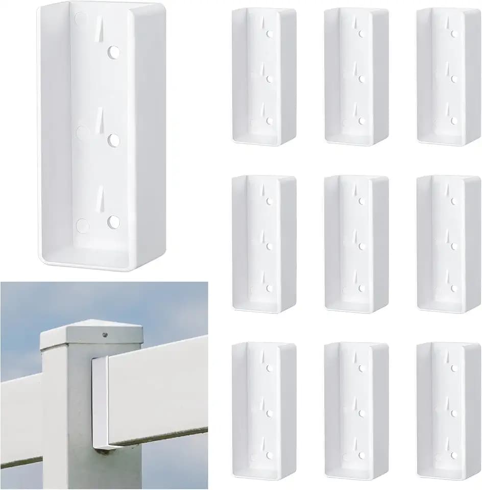 Nuanchu 10 Pcs Vinyl Fence Brackets Bulk U-Mount Kit 1.5'' x 5.5''