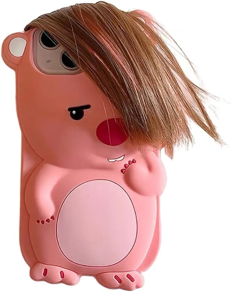 Case Compatible with iPhone 16,Cute 3D Kawaii Funny Ugly Beaver Cartoon Cover with Keychain Soft Silicone Gel Drop Protector Women Girls