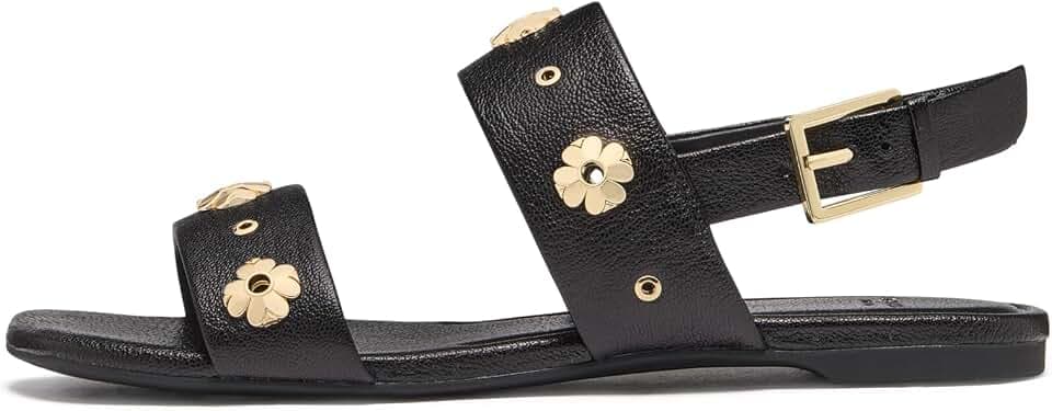 kate spade new york Spade Flower Stud Pebbled Leather Flat Sandals