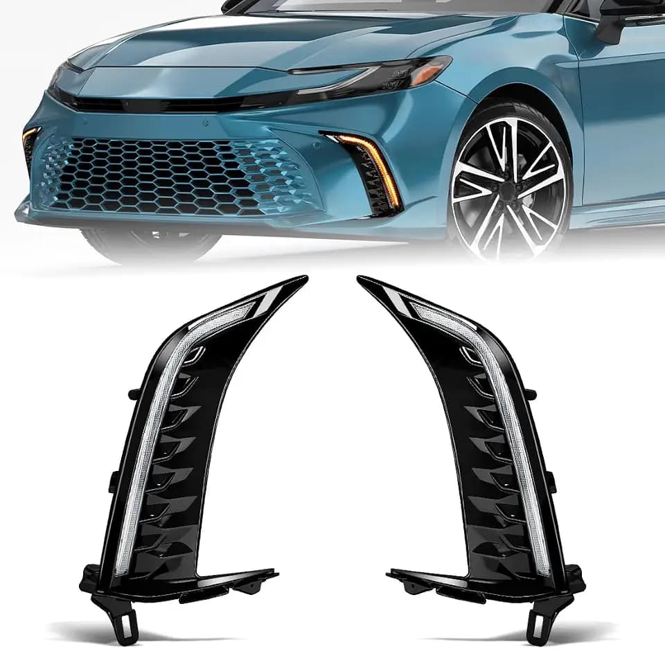 LED Daytime Running Lights For Toyota Camry SE XSE 2024-2026 Dual-Colors Driving Fog Light with Sequential Amber Turn Signal