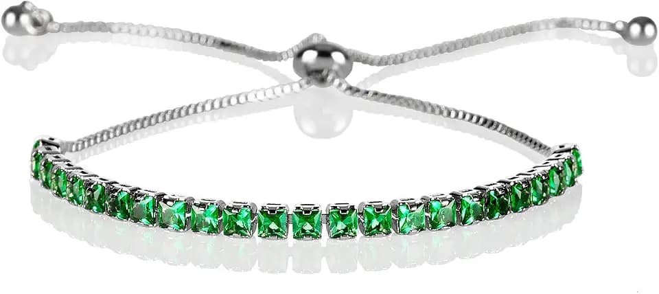 ZAVANA Verstellbare Armbänder für Frauen Armbänder für Frauen mit klaren oder farbigen Zirkonia-Steinen, zartes Gold- oder Silberarmband für Frauen mit verstellbarem Perlenverschluss.