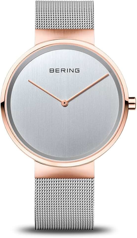 Bering Unisex Quarz Uhr | Armbanduhr 39 mm Edelstahlgehäuse und Zifferblatt | Milanaisearmband | Saphierglas | 5 ATM | 14539