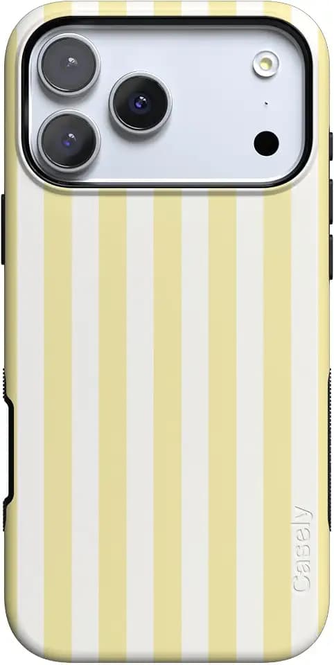 Casely iPhone 18 Pro Max Case | Butter Yellow Stripes | Sunday Best | Bold Protective Design | Compatible with MagSafe