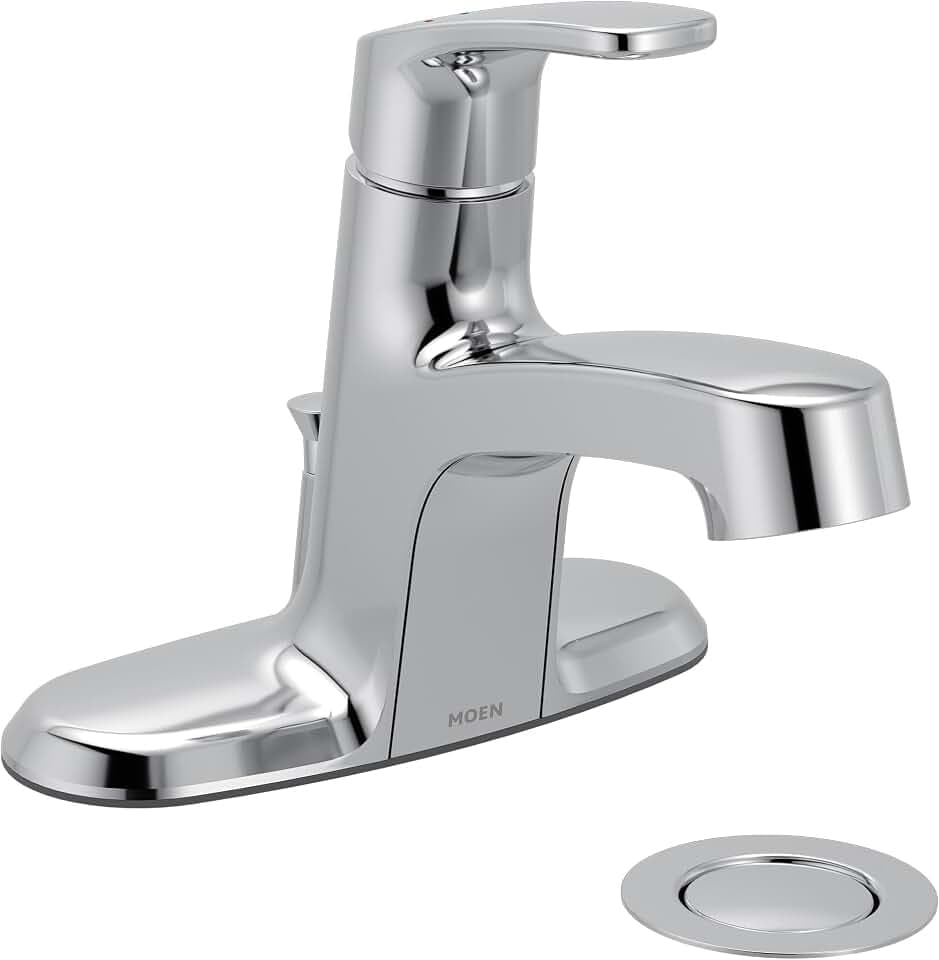 Moen Chateau Chrome Single-Handle Centerset Bathroom Faucet with Metal Drain Assembly, L45725