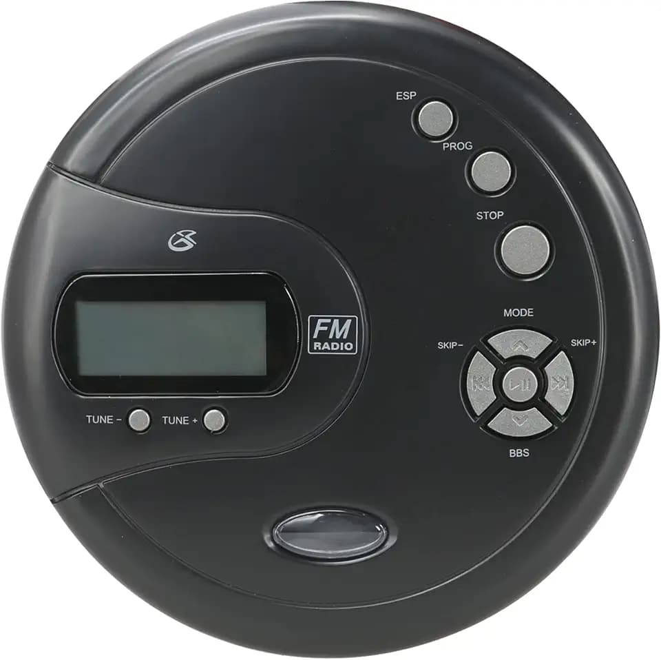 GPX Portable CD Player with FM Radio, 60-Sec Anti-Skip & Stereo Earbuds