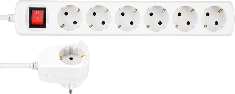 REV Steckdosenleiste PowerSplit - 7fach, mit Schalter, 3500W, 2m, weiß
