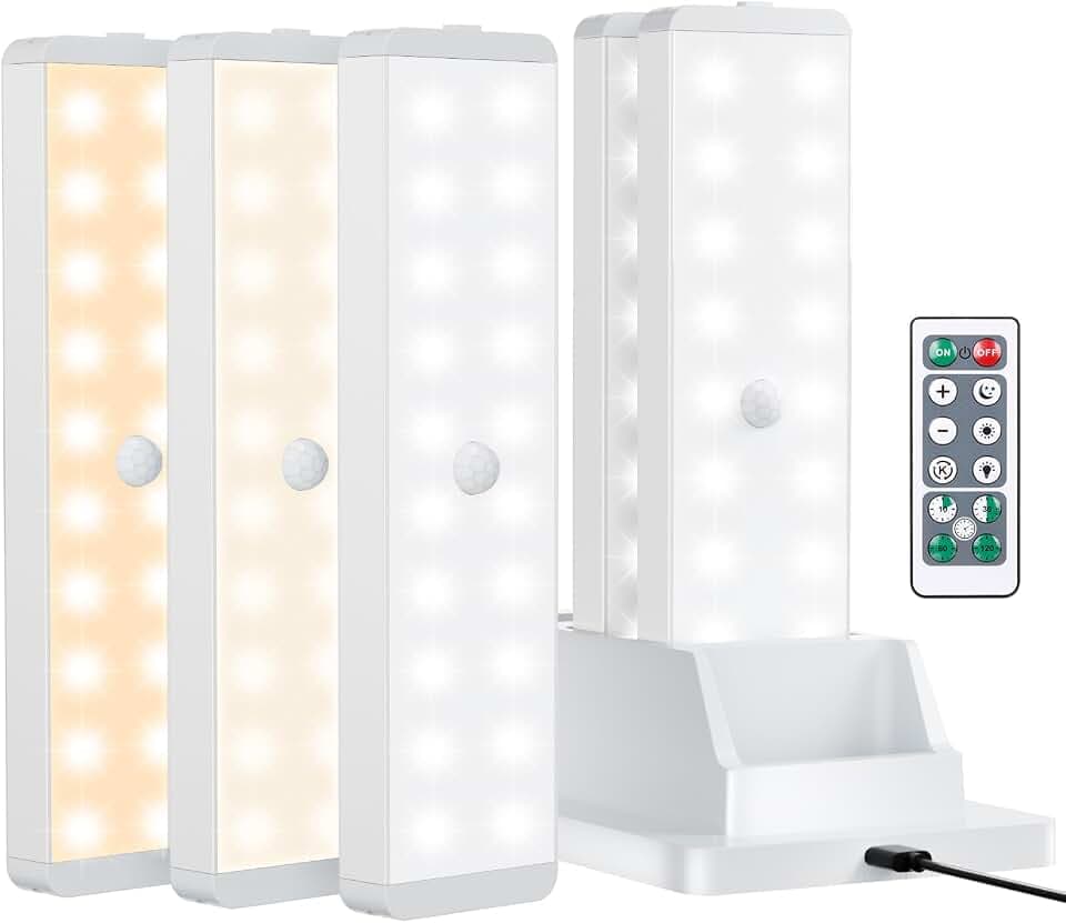 Motion Sensor LED Closet Light, Rechargeable Under Cabinet Lighting