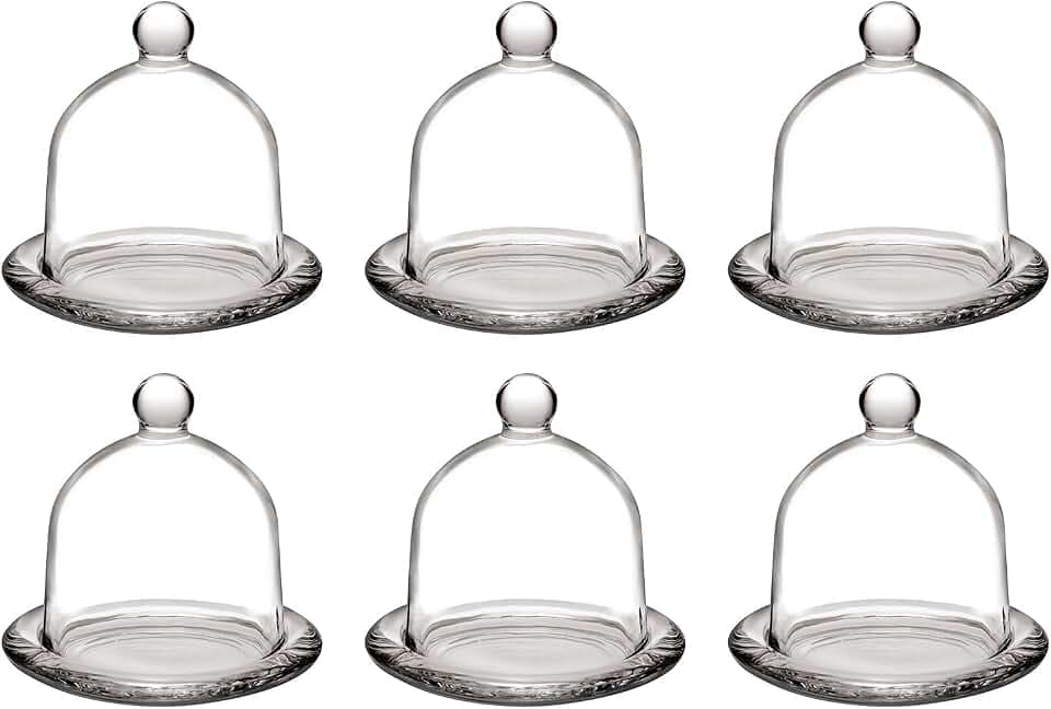 Candy Glass Dish 6 pcs. Decor Crystal Server with Base Bell Design Cupcake, Chocolate, Mini Patisserie Sweet