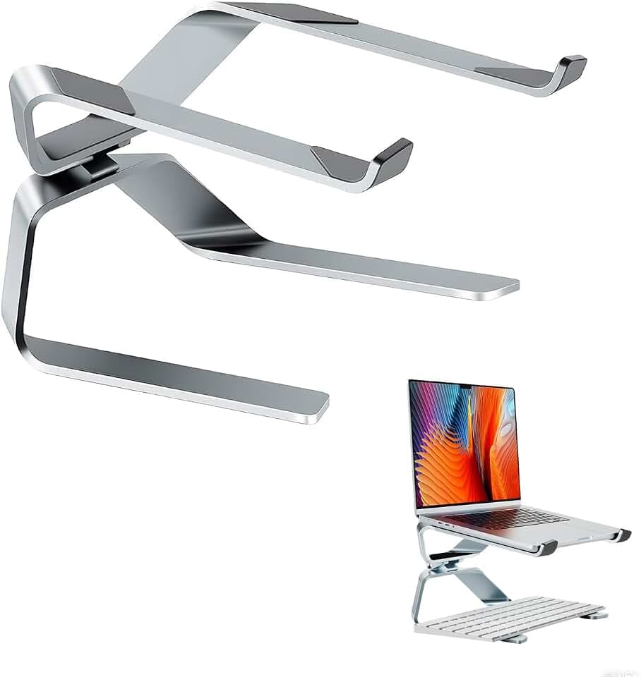 Premium Laptop-Ständer aus Aluminium – Höhenverstellbar für Flache Schuhe15.4 Notebooks | Bis 35kg Belastbarkeit | 150° Neigungswinkel | Ergonomisch & rutschfest | Optimale Belüftung