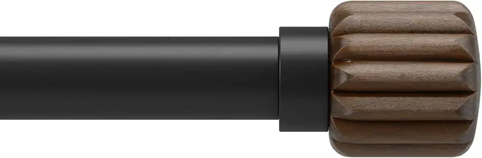 Umbra Evie Curtain Rod, No-Drill Steel, 42 to 120 Inches, Black/Walnut