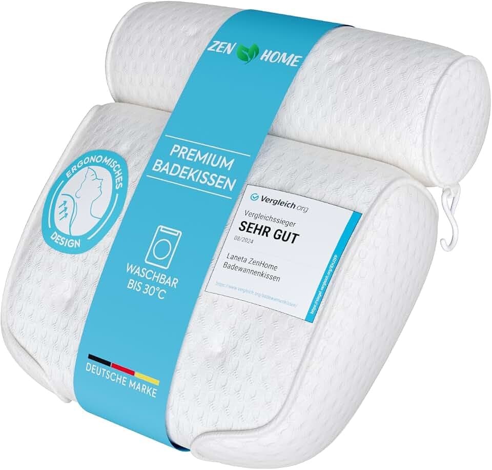 Badewannenkissen • Ergonomisches & Muskelentspannendes Premium Badekissen • Neuer 5D Spezial-Schaum • Deutsches Design • Klimaneutral & nachhaltig hergestellt •Badewannenkissen Nacken Kissen Badewanne