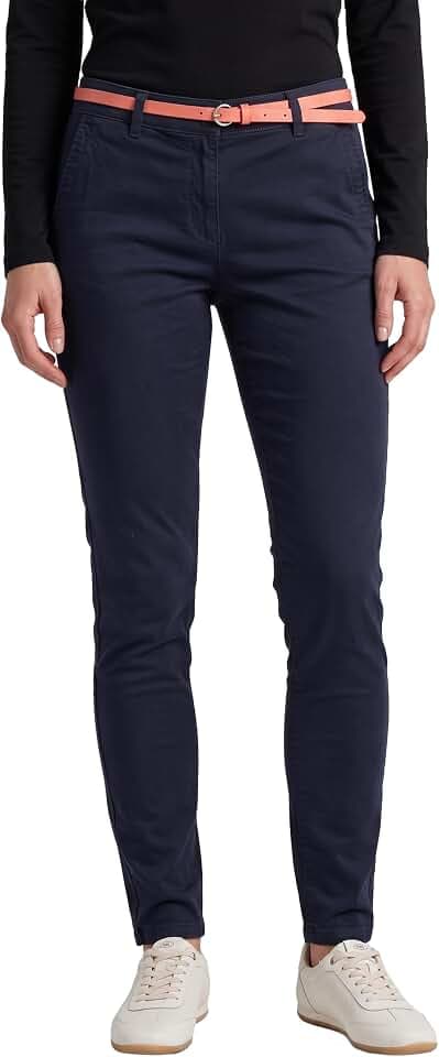 Tom Tailor Damen Slim Chino Hose mit Gürtel