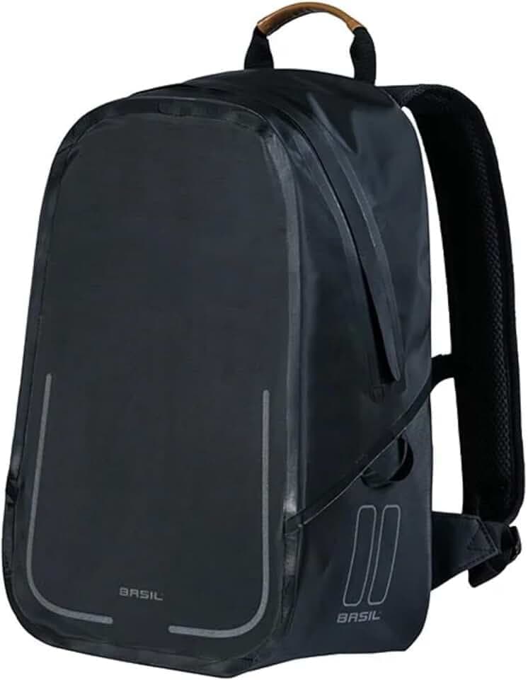 Basil Urban Dry Fahrradrucksack - Wasserdicht (IPX3) - Veganem Leder - Reflektierende Fahrradtasche - Einfach Montage - Fahrradtaschen hinten - 18L - Grau