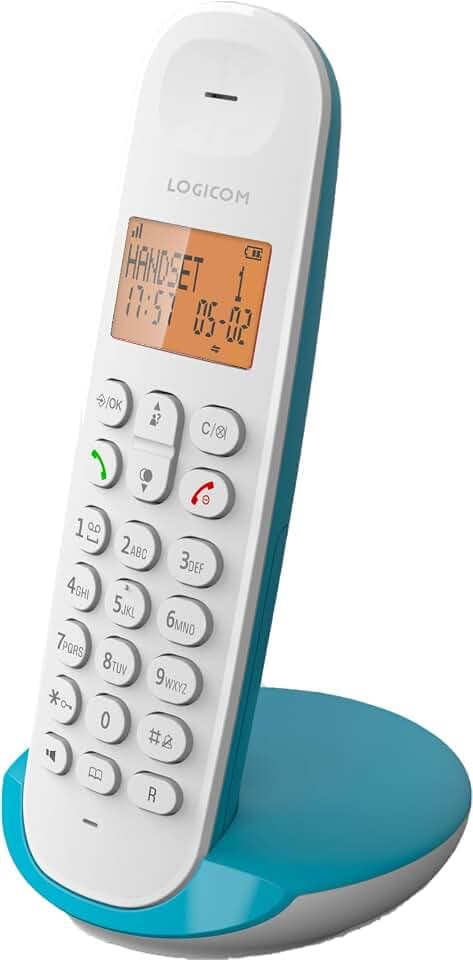 Logicom ILOA 150 DECT Schnurlostelefon – Freisprechfunktion – Großes 4-Zeilen Display – 300 m Reichweite – 7h Gesprächszeit – 90h Standby - TÜRKIS