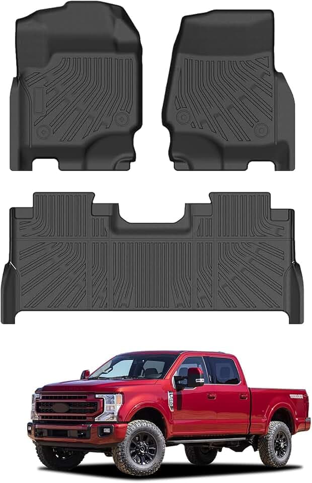 Floor Mats for 2017-2026 Ford F250 F350 F450, SuperCrew Cab with Rear Under Seat Storage,All-Weather Heavy Duty TPE Floor Liners Full Coverage Automotive for F250 Accessories