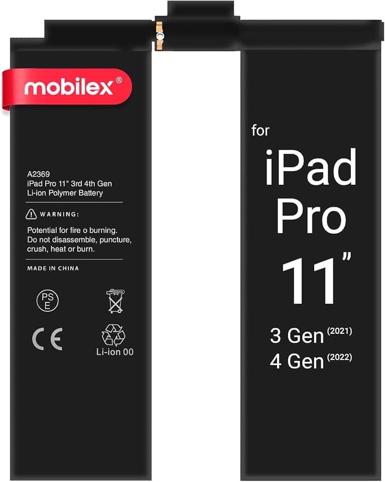 MOBILEX® Akku A2369 für iPad Pro 11" 3. / 4. Generation (2021/2022) | 7680mAh - OEM | Interner Ersatz mit vormontiertem Klebstoff | Originalkapazität