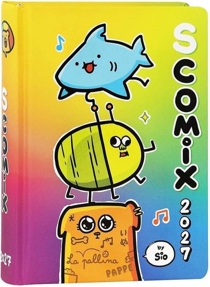 COMIX Scomix by Sio Tageskalender 16 Monate, Tagebuch 2026-2027 für Grund- und Mittelschule, mit festem und farbigem Einband, 512 farbige Seiten, für Kinder und Jungen, 12 x 16,5 cm
