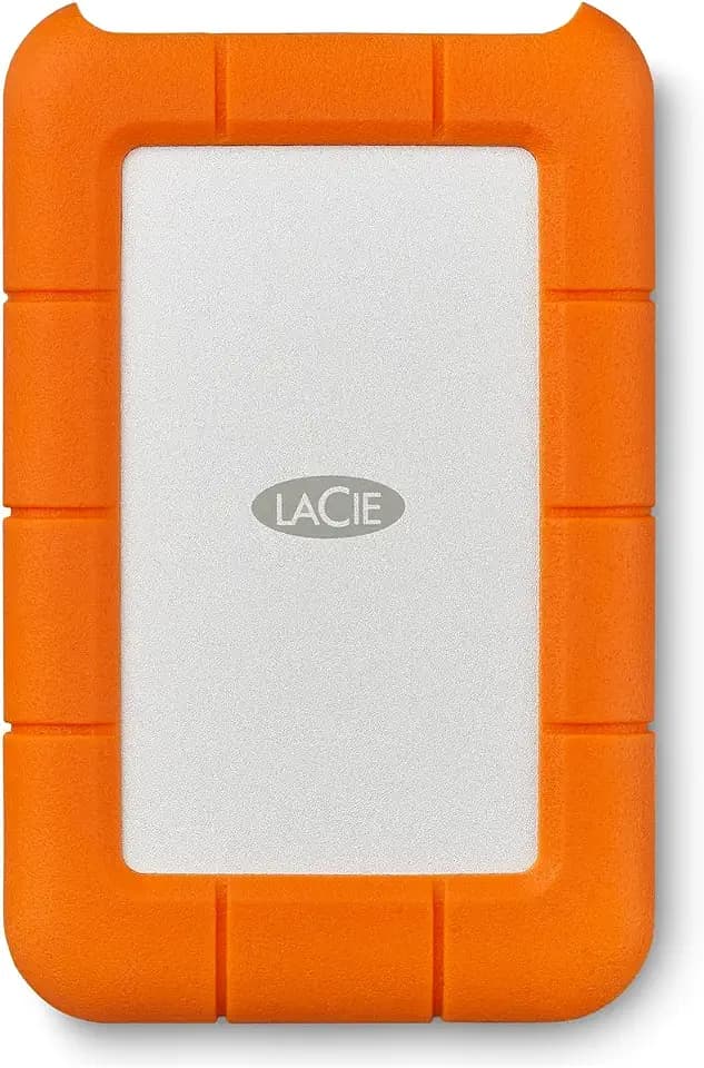 LaCie Rugged Mini Portable External Hard Drive, 4TB, 2.5", for PC, Mac, iPad, and iPhone, with Data Rescue Service