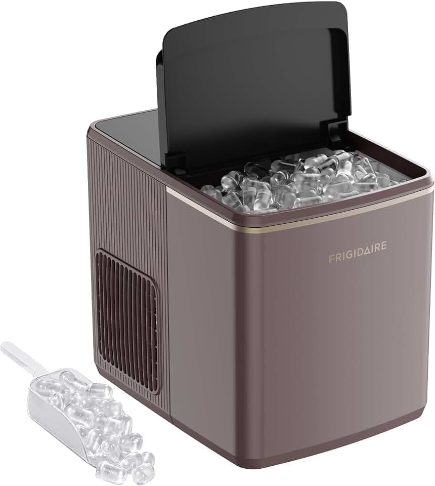 Frigidaire, Countertop Ice Maker, 26 lbs per Day – Fast Bullet Ice Making Machine with Touch Display, 9 Pieces in 7–15 Minutes, Portable Ice Machine for Home Kitchen, Office & RV, Mauve