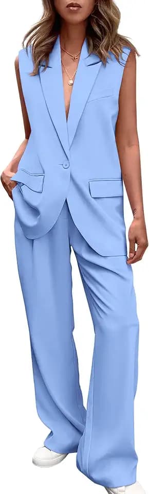 PRETTYGARDEN Women's Summer 2 Piece Outfits Blazer Sets