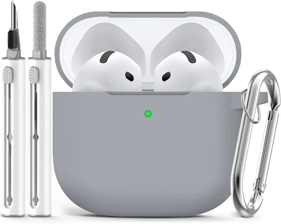 Ljusmicker for AirPods 5/4 Case (2026/2024) with Cleaner Kit,Light Grey