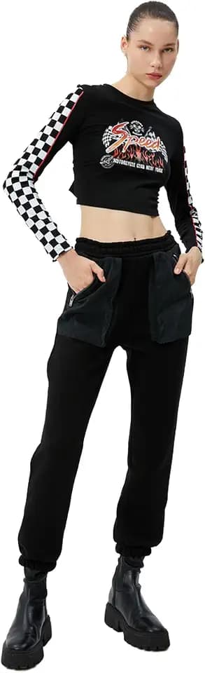 Koton Jogger Sweatpants Zipper Pocket Detail Elastic Waistband