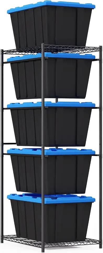 BestOffice 5-Tier Tote Storage Rack 27 Gallon Wire Storage Shelving Unit