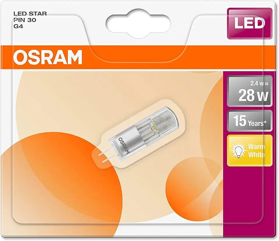 OSRAM 4058075812048 A++, LED Star Special PIN/LED-Leuchtmittel mit G4-Sockel, Plastik, 2.4 W, warmweiß, 4.40 x 1.3 x 1.3 cm