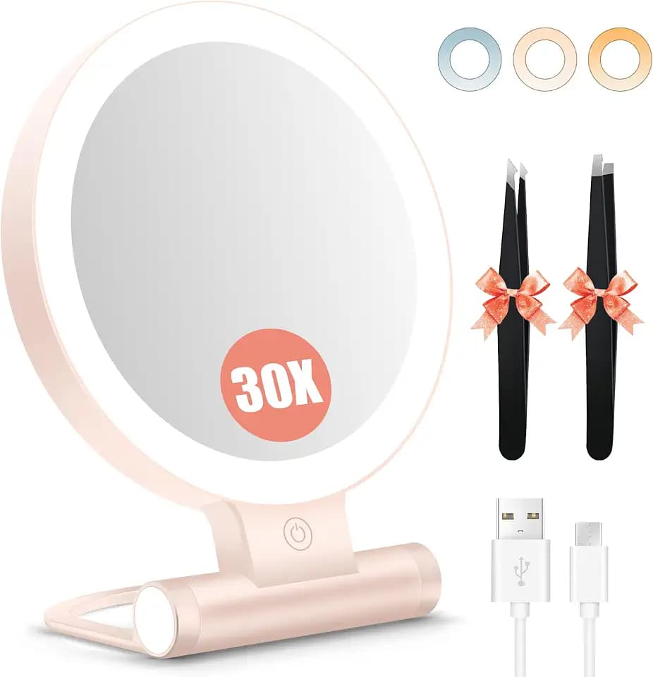 B Beauty Planet 30X/1X Kompaktspiegel mit Beleuchtung