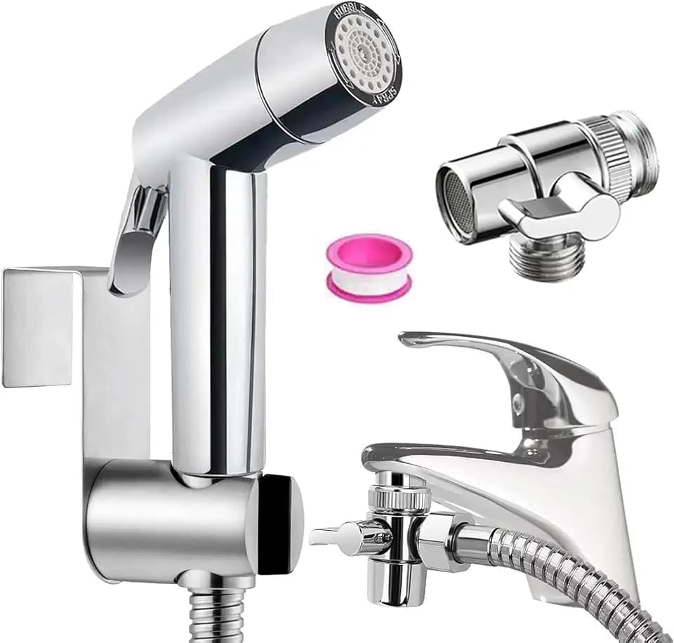 Bidet Handbrause Set, ABS-Kunststoff Baby Stoffwindelsprüh Kit mit Schlauchhaken aus Edelstahl, M22 x M24 Wasserhahnspender, Schlauch- und Hakentoilette oder Wandhalterung