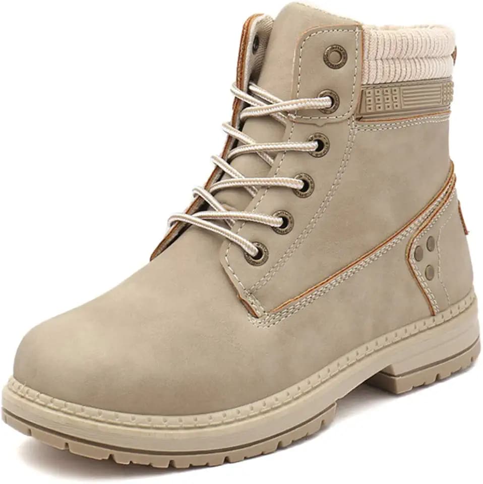 Athlefit Women's Lace-Up Work Hiking Combat Ankle Boots