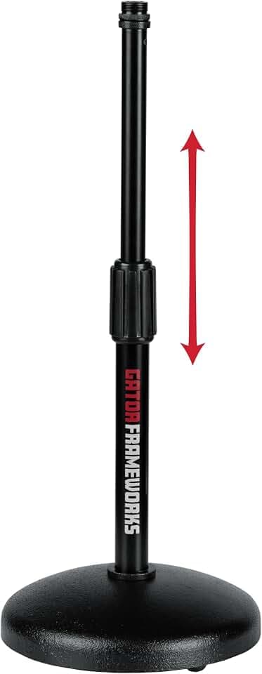 Gator Frameworks Desktop Microphone Stand with Round Weighted Base & Adjustable Height (GFW-MIC-0501)