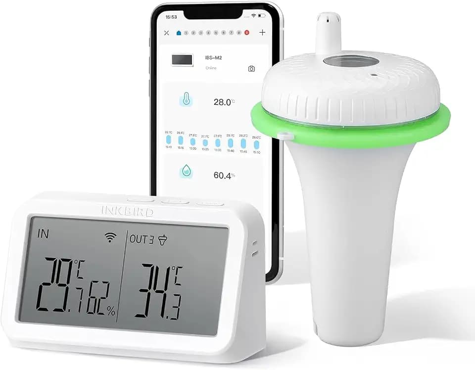 Inkbird Schwimmendes Pool thermometer mit IBS-M2 Wlan Gateway-Kombination, App Steuerung, 9 Kanal für Schwimmbad, Teich