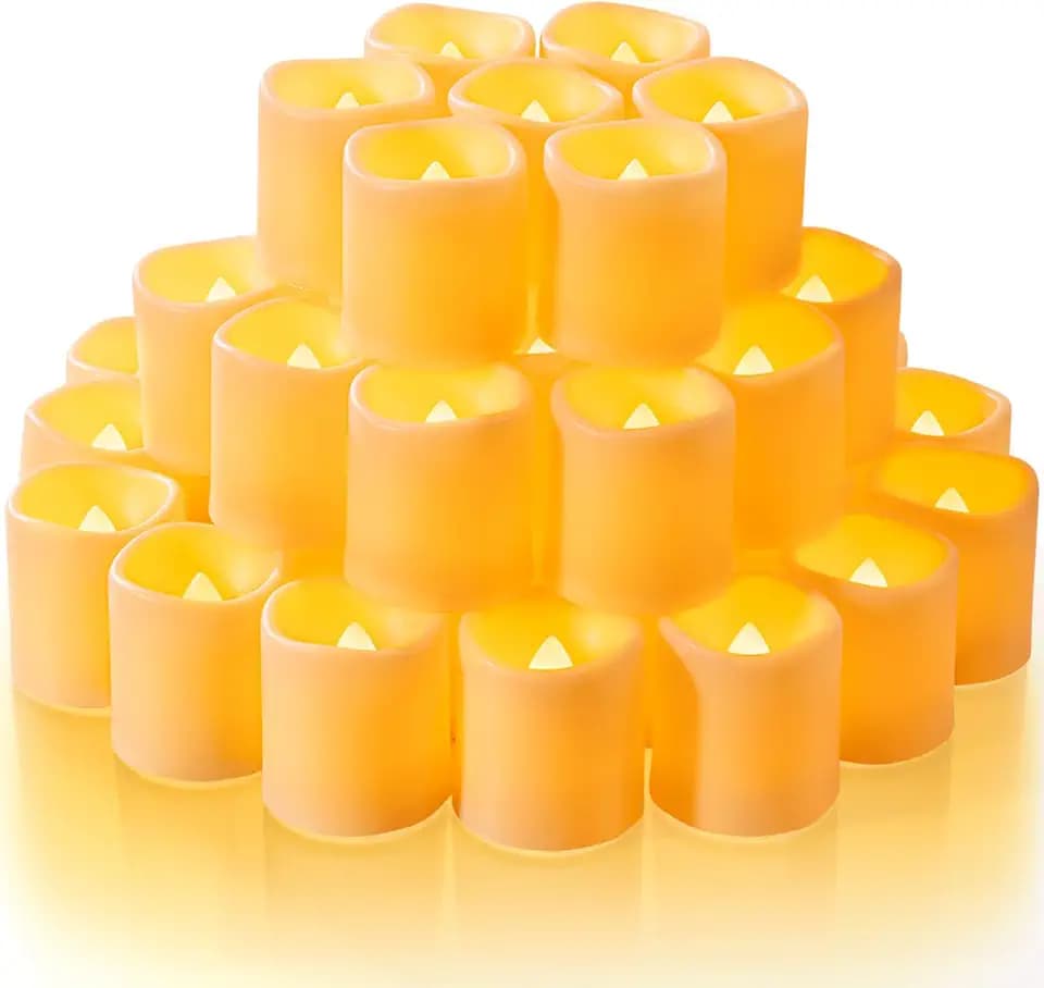 Homemory 50 Pack Ivory Flameless Flickering LED Votive Tealights Candles