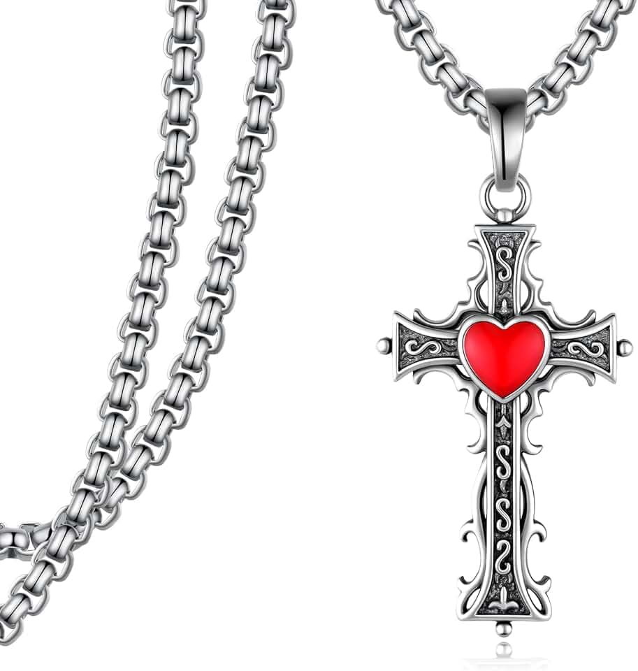 Gothic Cross Necklace for Men S925 Sterling Silver Gothic Jewelry Gifts for Men Women
