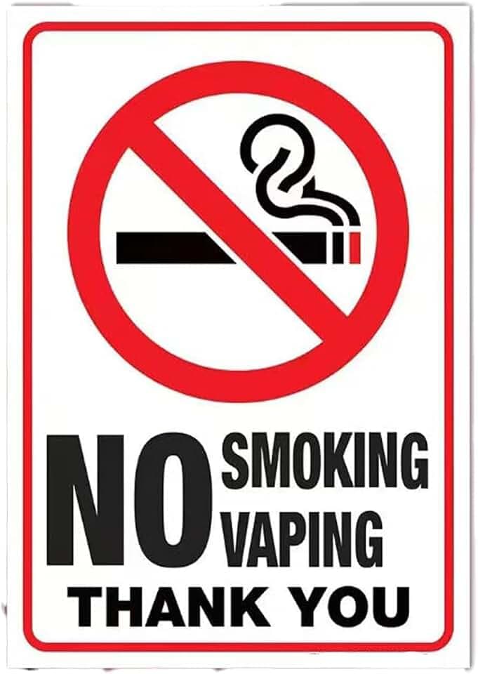 No Smoking No Vaping Signs, 12 x 8 Inch Large Aluminum Metal Sign