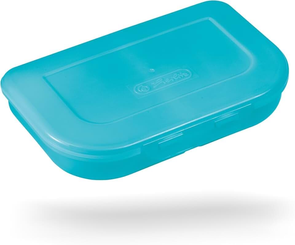 Herlitz Brotdose türkis, mit 2 Fächern – Kunststoff-Lunchbox für Kinder, spülmaschinenfest & BPA-frei, passend für Herlitz Schulranzen