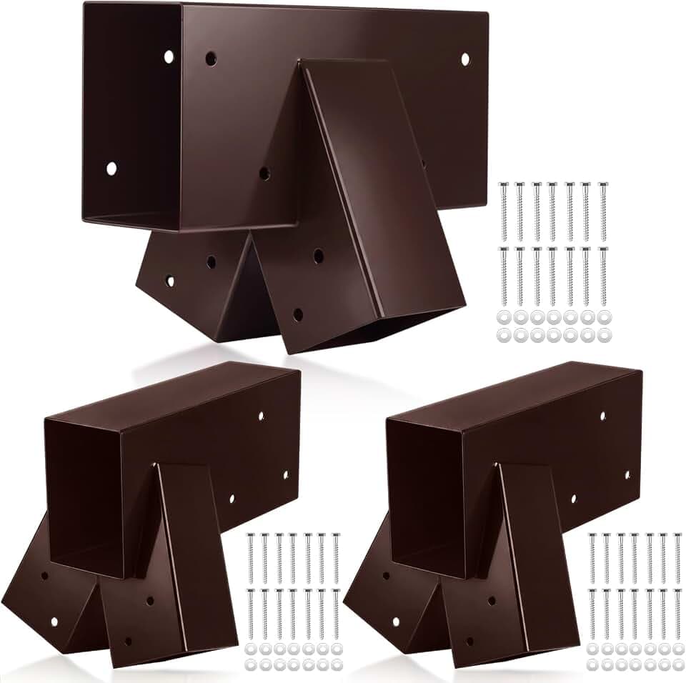 Duraaamo 3 Pcs Swing Set Brackets A Frame Hardware Kit for Outdoor,Brown
