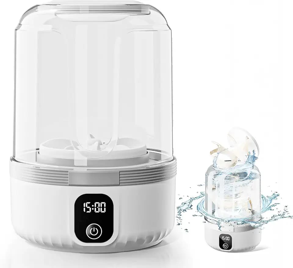 Underwear Washing Machine, Upgrade 1.5L Mini Portable Washing Machine Rechargeable Underwear Washer Deep Cleans Small Clothes for Apartment, Dorm, RV, Travel & Hotel Use(White)