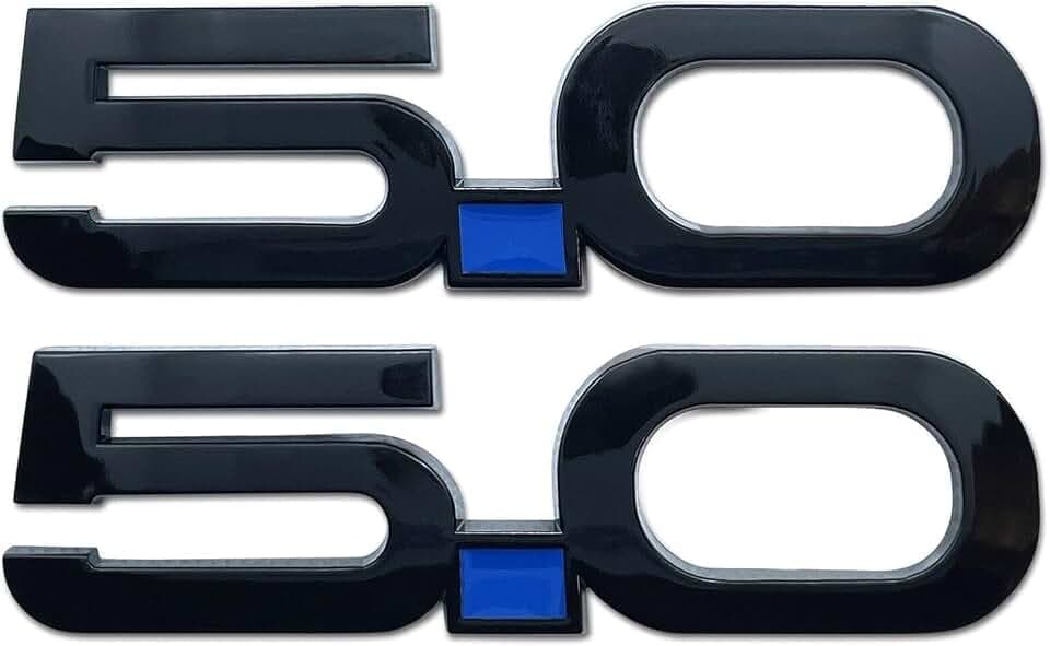 Pair Set 5.0 Emblem Door 3D Fender Side Badge Right Left Decals Stickers Replacement for 2015-2022 Latest Mustang GT 150 (Black Blue)
