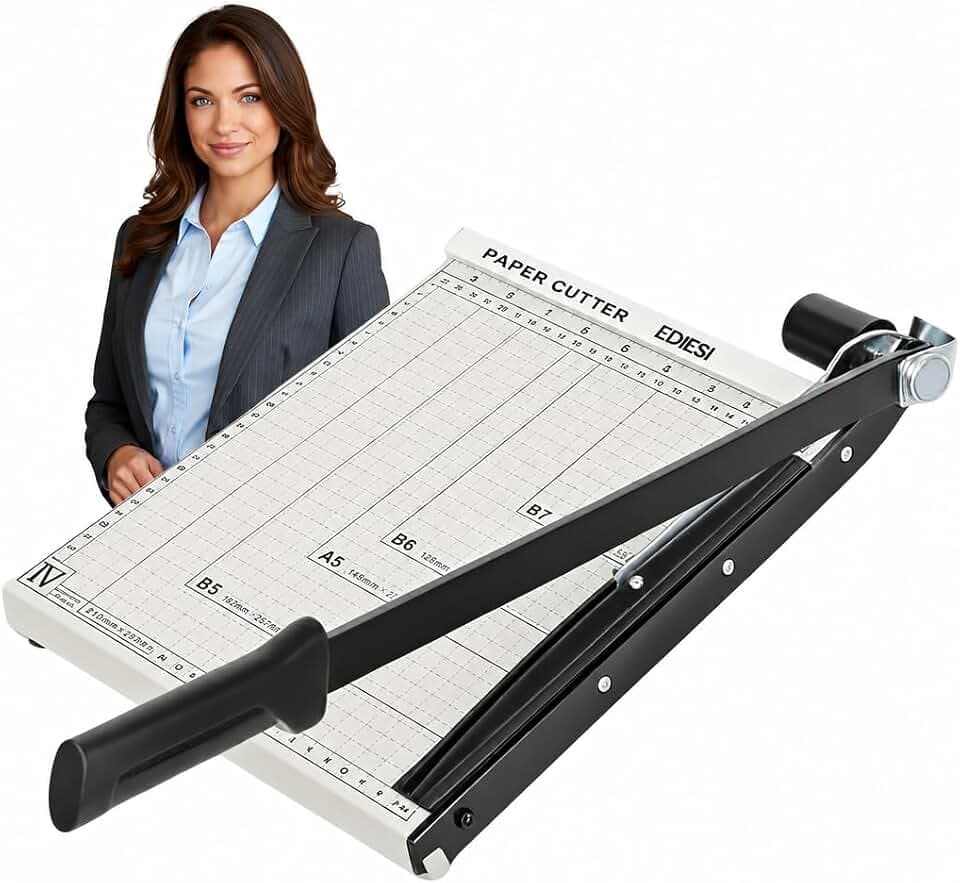 Ediesi, Papierschneider, A4, Schneidemaschine, Papierschneidemaschine, Hebelschneider, Schere für Papier und Fotos, Manuell, höchste Präzision, 4 Farben erhältlich (Weiß, A4)