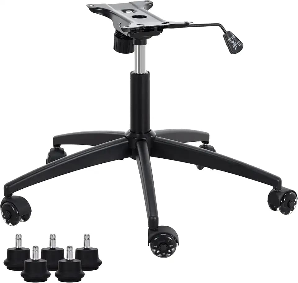 Frassie Metal Chair Base Set Replacement with Plate & Cylinder, 5 Wheels