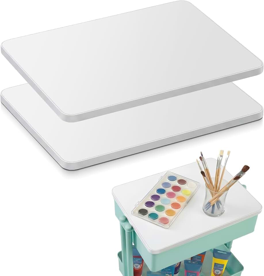 Novabright 2 Pcs Rolling Cart Topper MDF Work Surface, White