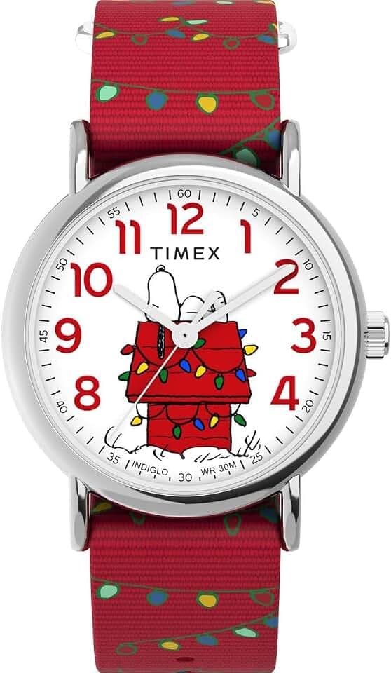 Timex Damen Analog Quarz Armbanduhr Peanuts Weekender