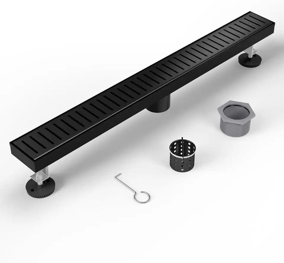 Black Shower Drain 36 Inch, Modern Linear Shower Drain Matte Black